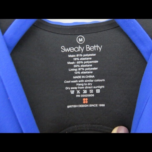 Sweaty Betty Sports Bra Dare to Bare Cobalt Blue Silver Infinity Cross Back Logo - Picture 6 of 6